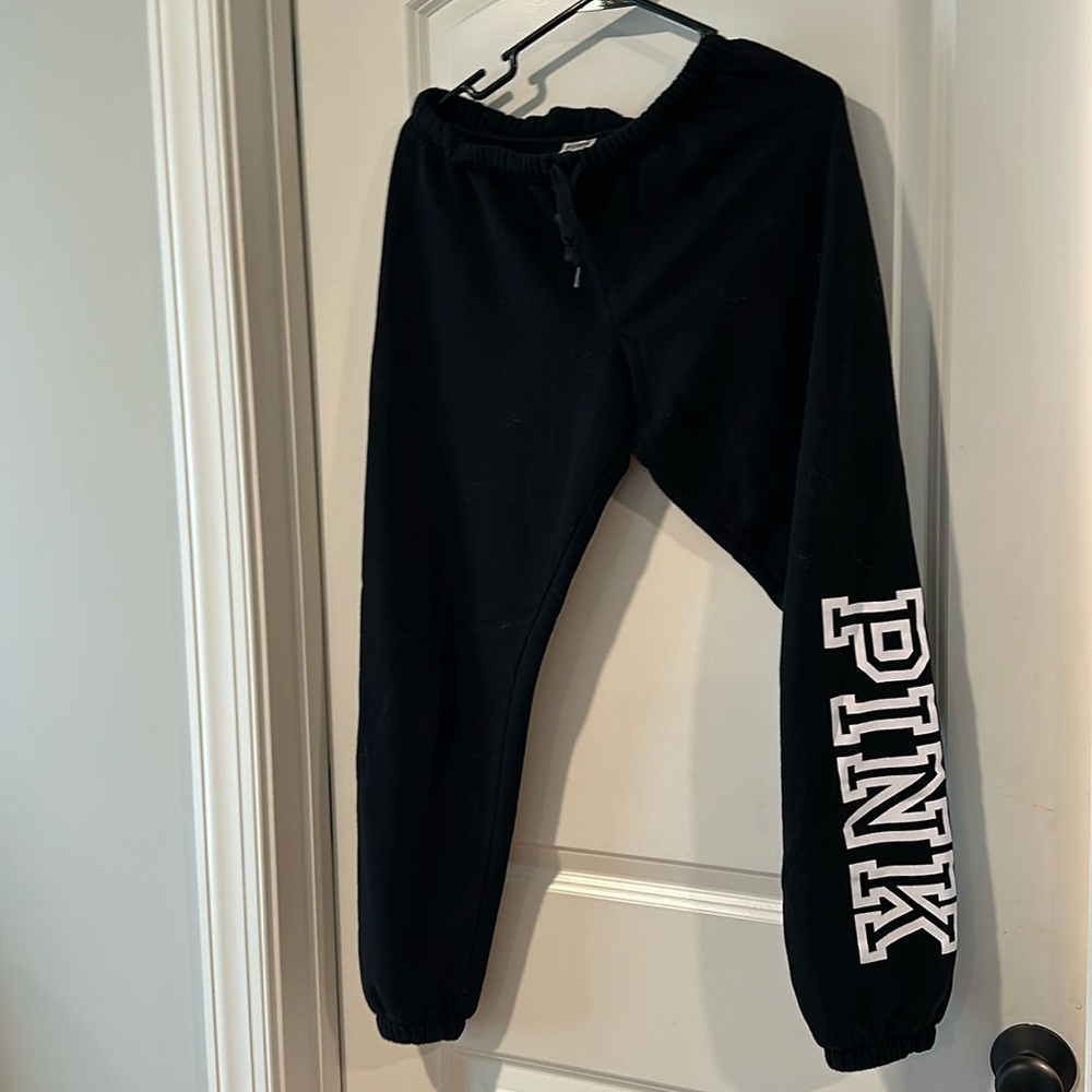 Black cuffed sweatpants from PINK